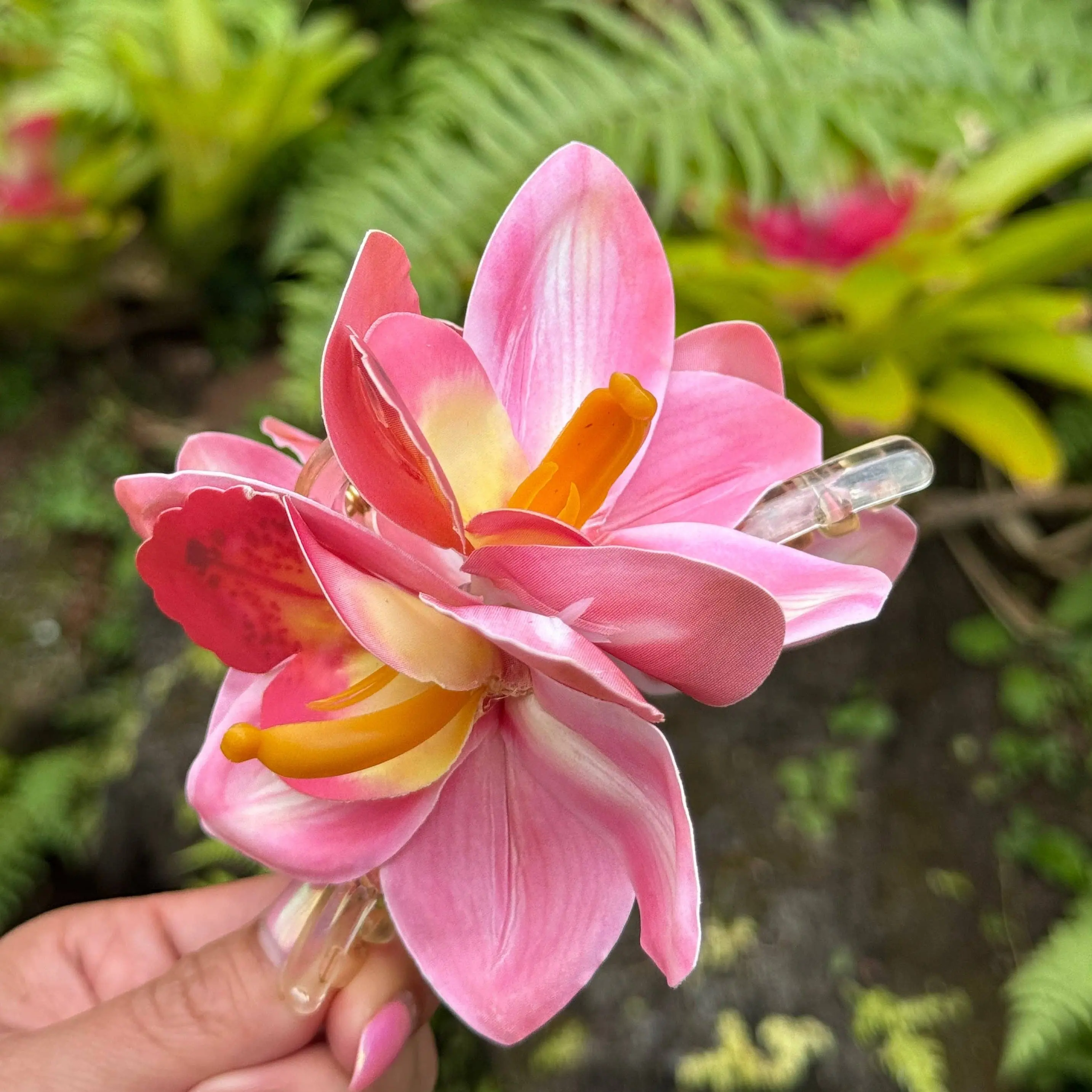 Cattleya Pink Orchid Claw Clip
