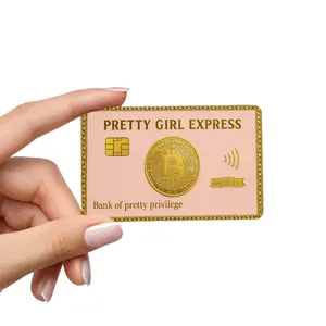 Pretty Girl Express Bitcoin Design Credit Card Vinyl Sticker Cover – American Retro Durable Personalization Protection