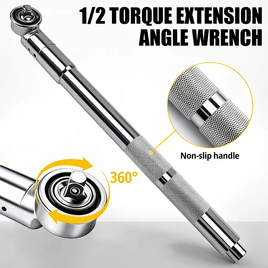 Extended Right Angle Ratchet Wrench 90° L-Shaped Reversible | Reinforced Steel Construction, Dual-Direction Ratchet for Tight Spaces, Ideal for Auto Repair, Machinery and DIY
