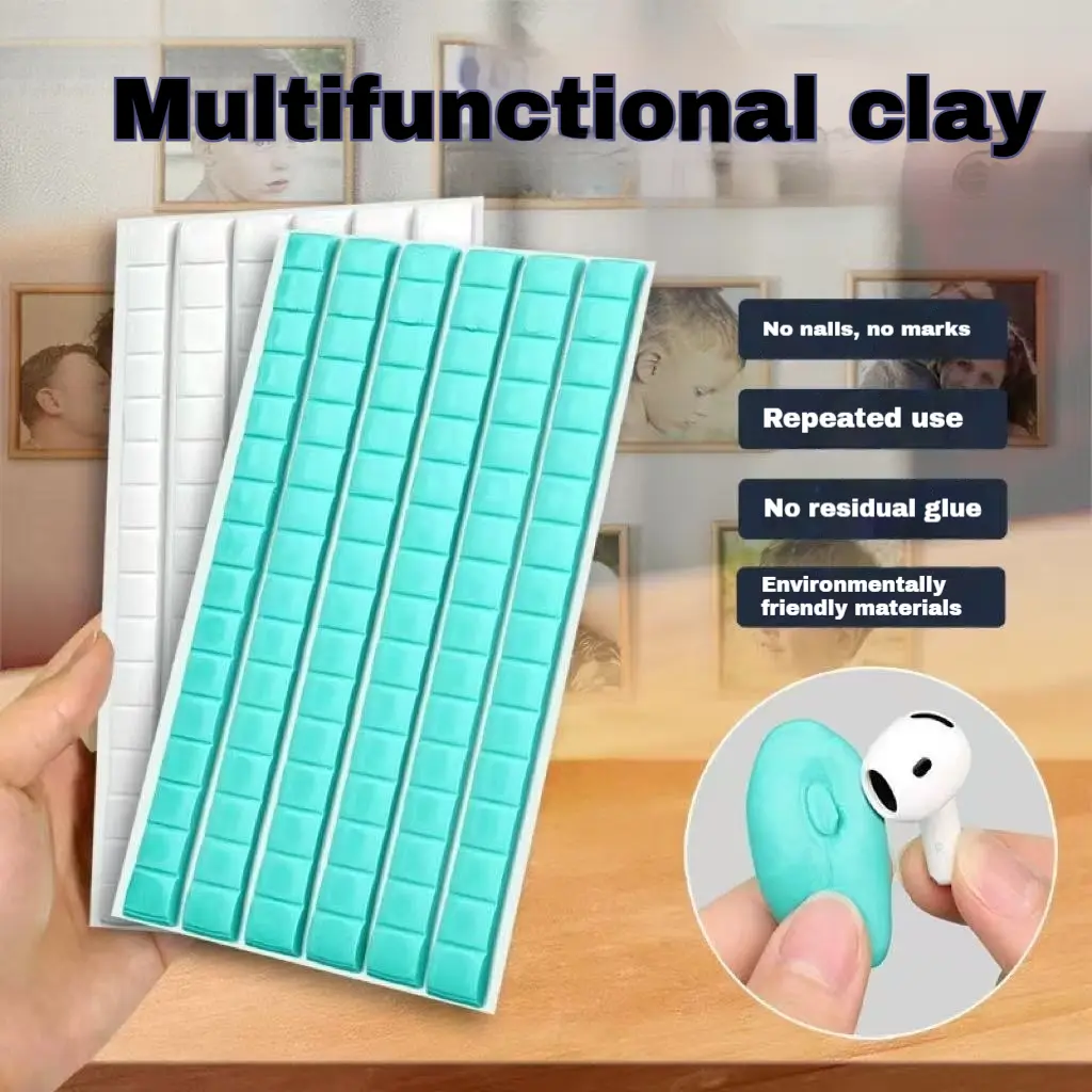 96 Pcs Reusable Traceless Tape Adhesive Sticky Tack - Removable Poster Putty for Wall Hanging Pictures, Clay Toys, Cleaning, Nail-Free Mounting (White)