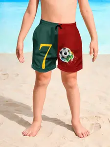 Ink Football Shorts No. 7 Beachwear Drawstring Casual Sports Quick-Dry Breathable Slim Fit Natural Waist Short