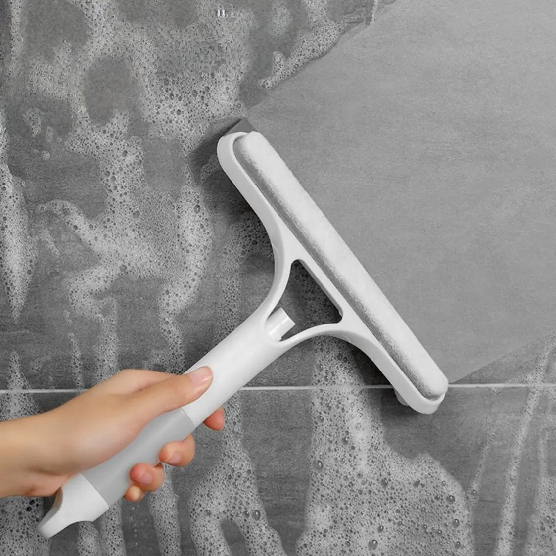 3-In-1 Window Cleaning Scraper, Window Cleaning Accessories, Shower Glass Squeegee, Spray Function Mirror Cleaner Brush, Versatile All-In-One Tool, Squeegee Scrubber Spray, Squeegee And Scrubber, Cleaning Supplies