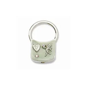 Sophia Jewelers Women's Silver Angel Key Fob with Green Enamel Crystals