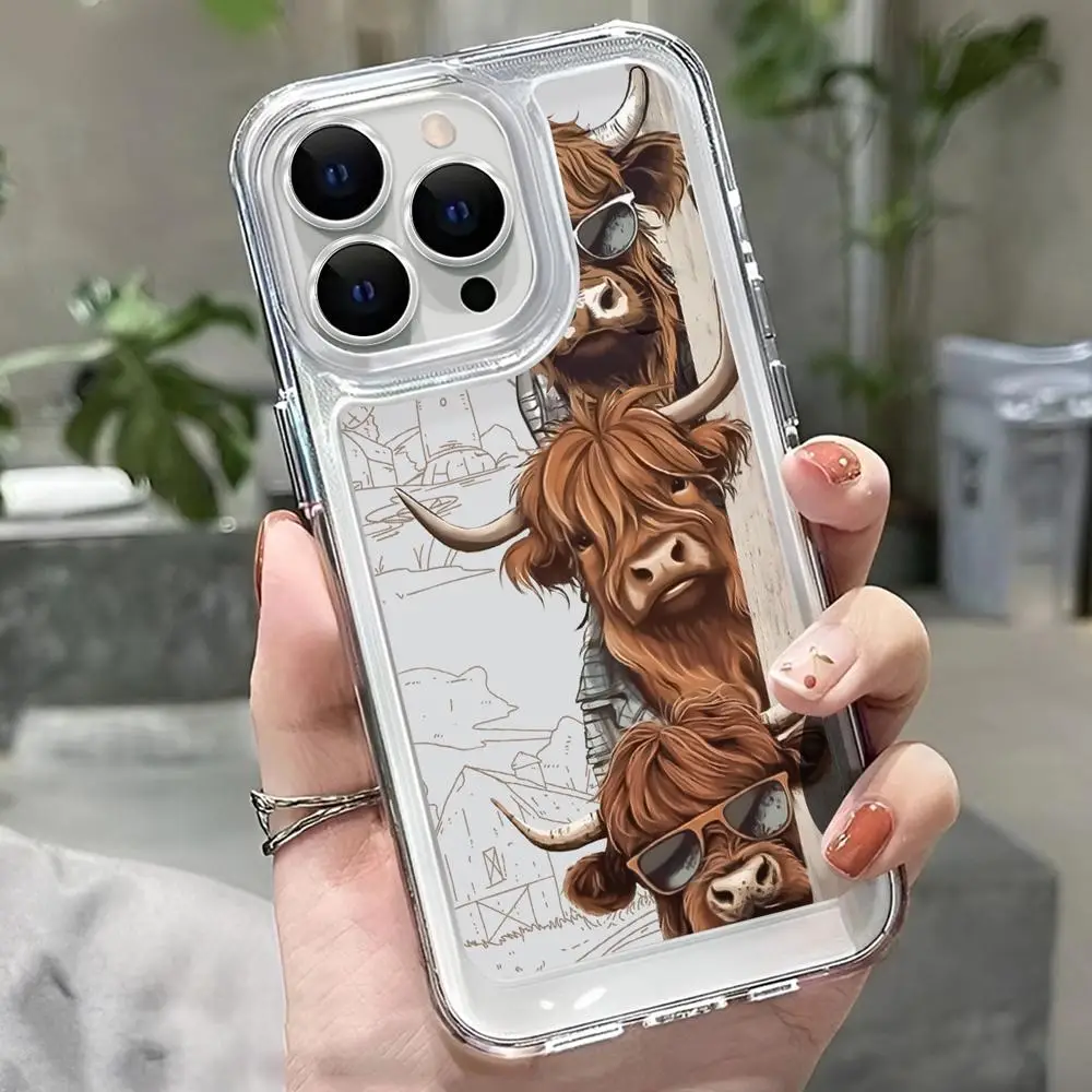Summer Cartoon Cow Pattern Phone Cases, Anti-fall Fully Edged Mobile Phone Case, Shockproof Phone Cases Compatible with iPhone 16 iPhone 15 Pro Max Ca