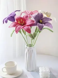 One lily, crochet lily flower bouquet, one flower, hand made, personalized gift for girl friend, Home Decor Bouquet, Easter Lily