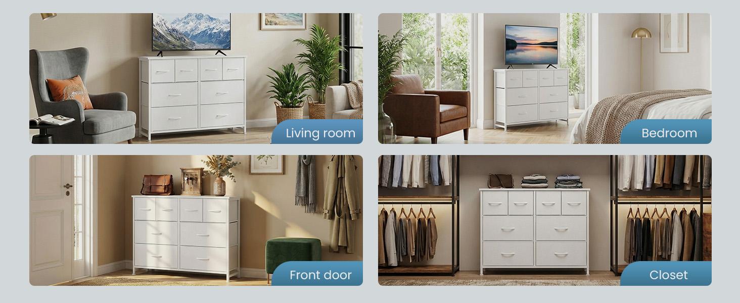 TV Stand, Dresser with 8 Fabric Drawers, Spacious Storage Tower for Closet, TV Stand with Wood Top and Mental Frame, Storage Unit for Living Rooms, Bedroom and Entryway TV Stand, Dresser with 8 Fabric Drawers, Spacious Storage Tower for Closet, TV Stand with Wood Top and Mental Frame, Storage Unit for Living Rooms, Bedroom and Entryway