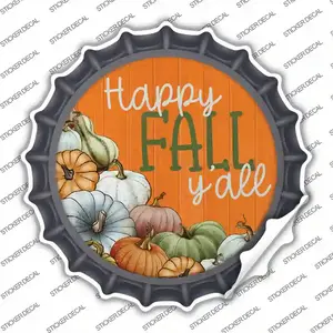 Happy Fall Yall Pumpkins Novelty Bottle Cap Sticker Decal