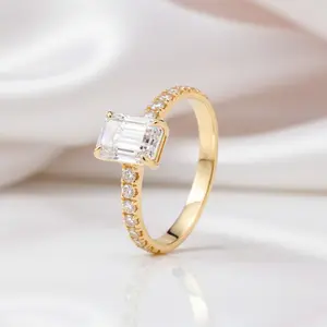Classic 1.0ct Emerald Cut Diamond Option Wedding Ring