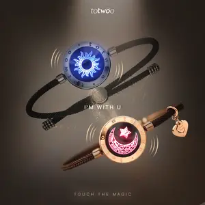 Totwoo Long Distance Touch Bracelets for Couples, Sun & Moon Design, Smart Love Connection, Best Gifts for Boyfriend, Girlfriend, Family & Friends, Relationship & Friendship Wearable Bracelets for Distance Love & Communication