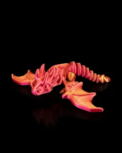 3D Printed Articulated Wyvern Dragon - Silk Rose Gold Desk Decor