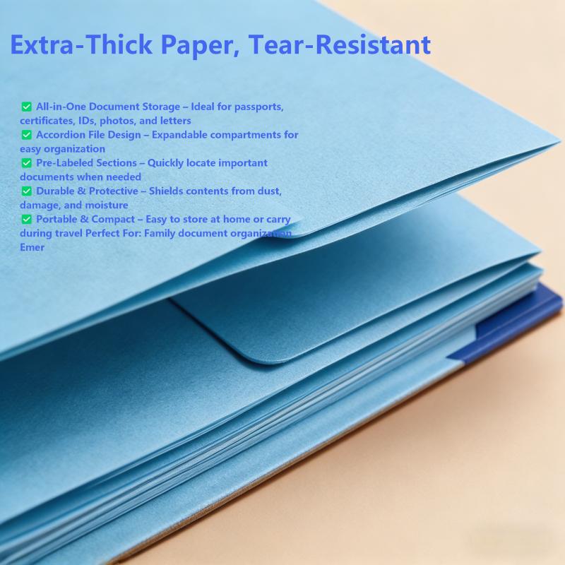 Ultimate Edition Accordion File Organizer Manila Pocket Document Folder for Passports, Birth Certificates & Important Papers, Office & Home Storage