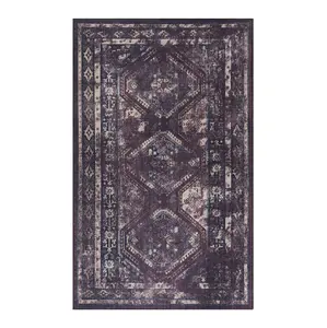 Kaden 2' x 3' Burgundy/Black Machine Washable Low-Pile, Non-Slip, Non-Shedding, Foldable, Kid & Pet Friendly Area Rug