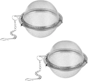 Premium Tea Stepper 2Pcs Mesh Infuser Stainless Steel Filter with Extended Chain Hook for Loose Leaf Tea Spices & Seasonings Interval Diffuser Strainer