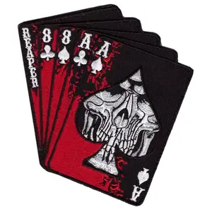 Reaper Dead Man's Hand Aces Reaper Skull Spade [Iron on 3.5 inch Biker Patch]