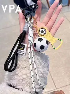 Soccer Souvenir Keychain Woven Rope & Soccer Ball Keychain with Rotatable Soccer Bottle Opener Keychain Football Keyring Soccer Football Fans Mascot Pendant Cute Gift Charms for Sports Enthusiasts Football Bag Backpack Charms Key Car Bag Chain Accessory