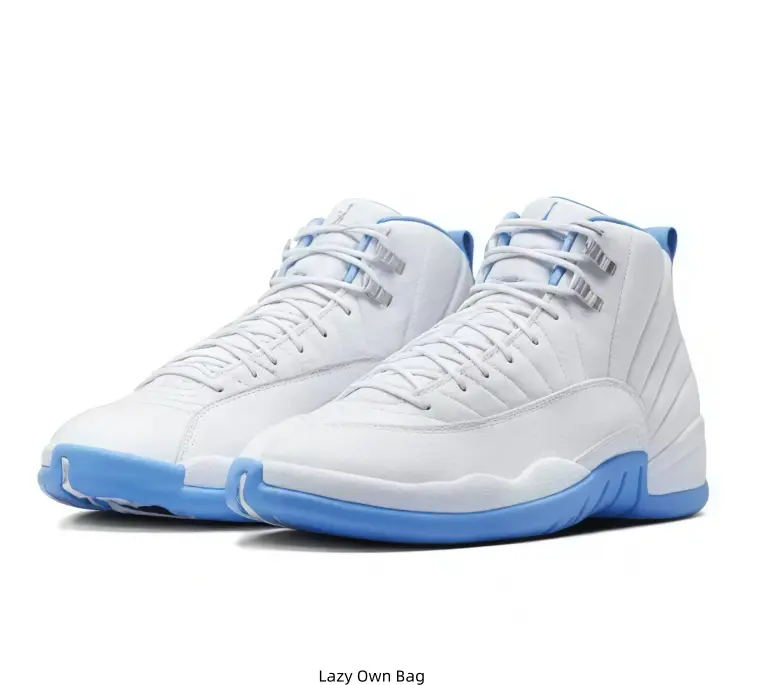 Men's 2-Tone White & Light Blue High-Top Basketball Sneakers, Luxury Streetwear Leather Trainers with Comfort Padding for Sports Collectibles, Casual Athletic Daily Outfits