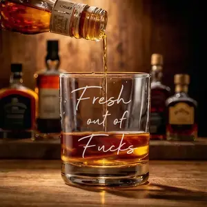Funny Personalized Whiskey Glass – “Fresh Out Of F' ” Custom Engraved Gag Gift for Dad & Husband, Gift for Men & Women, Him & Her, Couples, Father’s Day, Birthday, Anniversary