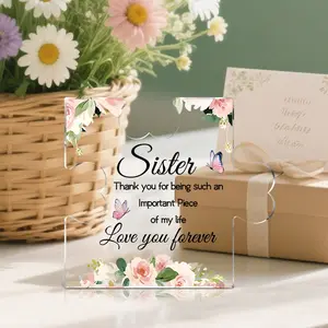 Acrylic Puzzle Gift for Sisters, 'love You Forever' Design, Perfect for Home & Office Décor, Ideal Women's Friendship Present, Acrylic Desktop Decoration, Acrylic Plaque