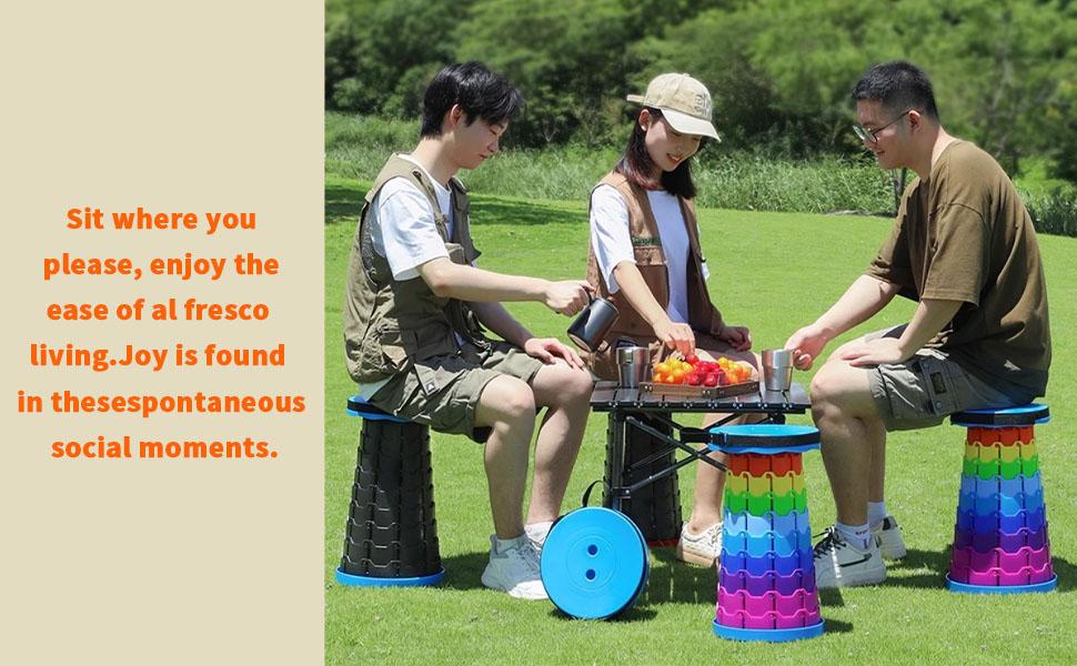 Upgraded Collapsible Stool,Portable Stools,Telescoping Stool, Max Load Capacity 450lbs,Suitable for Outdoor Picnic Camping Gardening Fishing Hiking BBQ Multi Purpose Foldable Practical Seating Solution Compact And Lightweight
