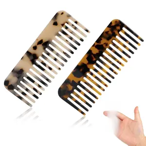 2Pack Portable Detangling Hair Comb, Small Leopard Comb, No Handle, Pocket Size, Tortoise Hair Comb.