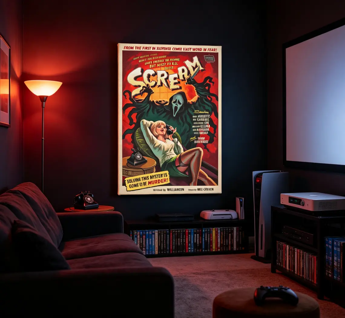 Scream movie paper poster - Retro horror wall decoration, Wes Craven classic horror movie poster, cool room decoration, apartment accessories, retro cinema decoration.