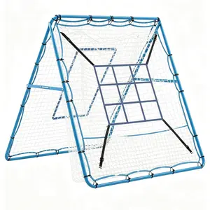Baseball Pitching Rebounder Net 5x4.3FT ,9-Hole Target, Adjustable Angle Bounce Back Trainer, Strike Zone Practice Net for Softball & Baseball – Backyard Training Equipment