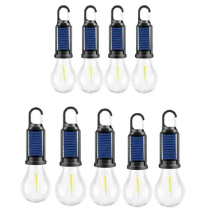 2025 New Solar Camp Tent Light LED Hook Camping Light Waterproof Portable Outdoor Emergency Flashlight for Hiking Parties 1-9 Pieces hurricane emergency
