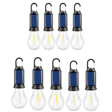 2026 New LED Solar-Powered Compact Camping Light, ABS Cordless Charge-Free Camping Gear, Waterproof Hook Design, Lightweight & Convenient Portable Outdoor Emergency Flashlight, 8 Batteries Included, Camper Accessory for Hiking & Parties