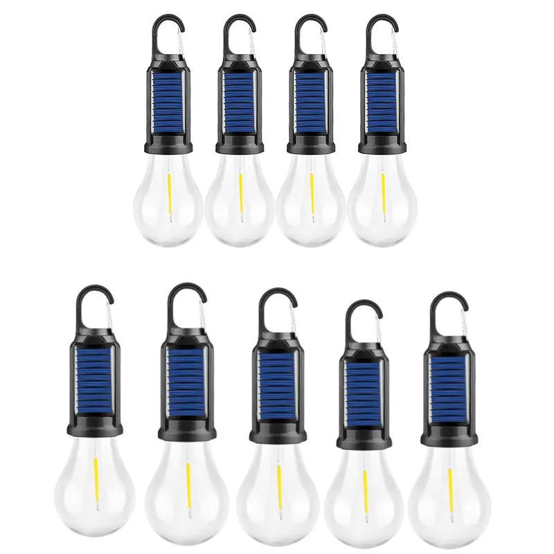 2026 New LED Solar-Powered Compact Camping Light, ABS Cordless Charge-Free Camping Gear, Waterproof Hook Design, Lightweight & Convenient Portable Outdoor Emergency Flashlight, 8 Batteries Included, Camper Accessory for Hiking & Parties