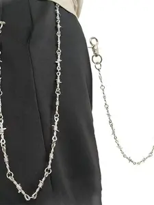 Hip Hop Punk Metal Waist Chain, Cool Denim Jeans Chain Decoration, Street Dance Accessory, Trendy Style, Fashionable Jeans Chain, Bling Chain