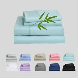 4pcs Cooling Bamboo Bed Sheet Set, Extra Deep Pocket 16 Inch Bed Sheet, Luxury Soft Hotel And Cooling Sheet Set for Hot Sleepers