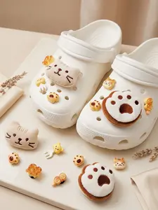 8 Piece Set of Cute Plush Cat Paw Bread Shoe Charms  3D Cartoon Cat and Pretzel DIY Accessories; Fun, Removable Decorations for Clogs, Garden Shoes, and Slides; Cute Gift for Girls and Teens (Shoes Not Included)