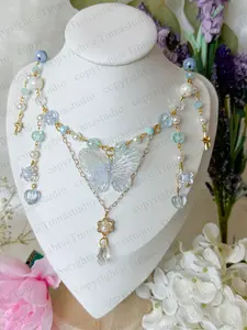 Blue Butterfly Beaded Necklace, Fairycore Handmade Jewelry, Twinkle Star, Cottagecore necklace, balletcore necklace, gift for her
