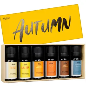Autumn Essential Oils for Diffusers for Home, MitFlor Fragrance Oils Set, 6x10ml Fall Scents, Aromatherapy Oils for Candles & Soap Making