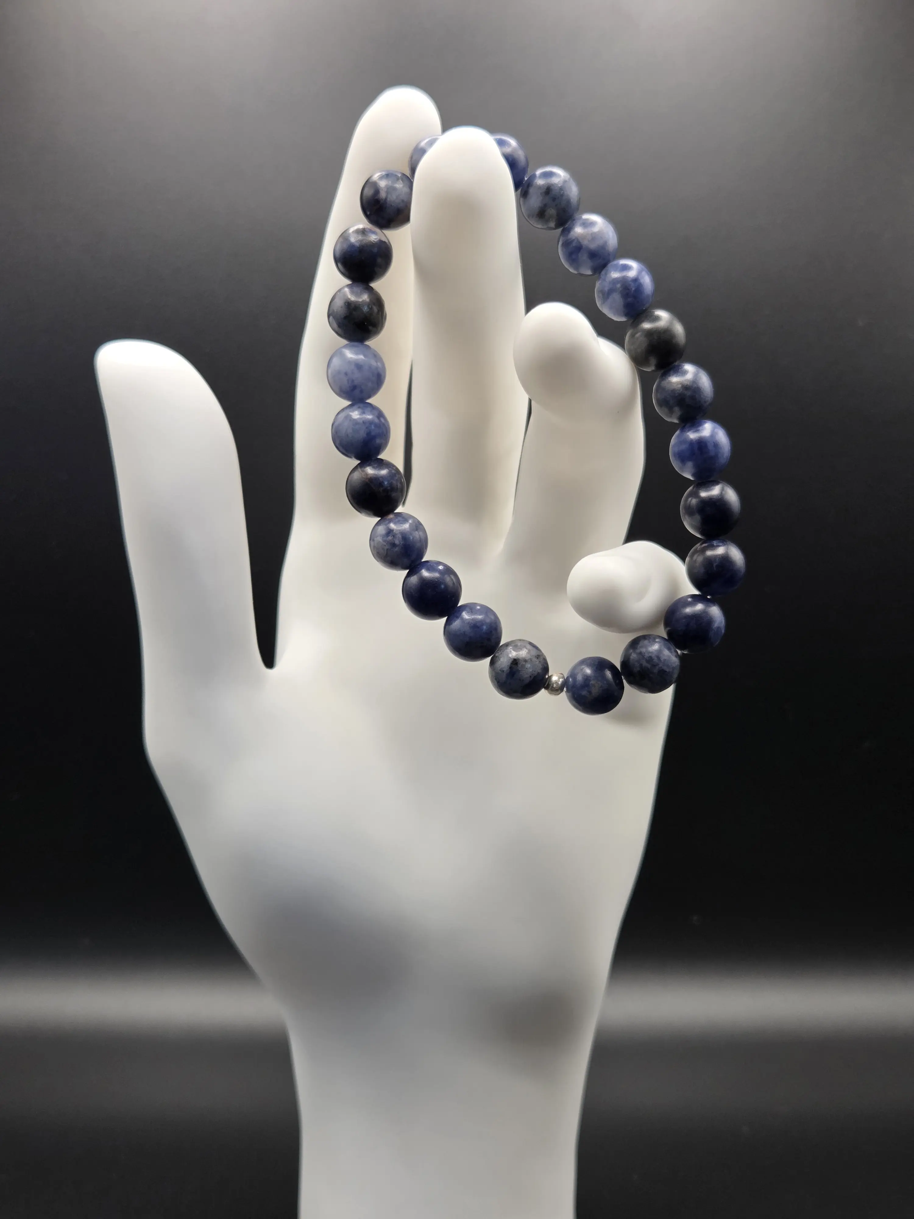 Sodalite Crystal Gemstone Bracelet, 8mm Beaded Stretch Bracelet, Handmade in Colorado