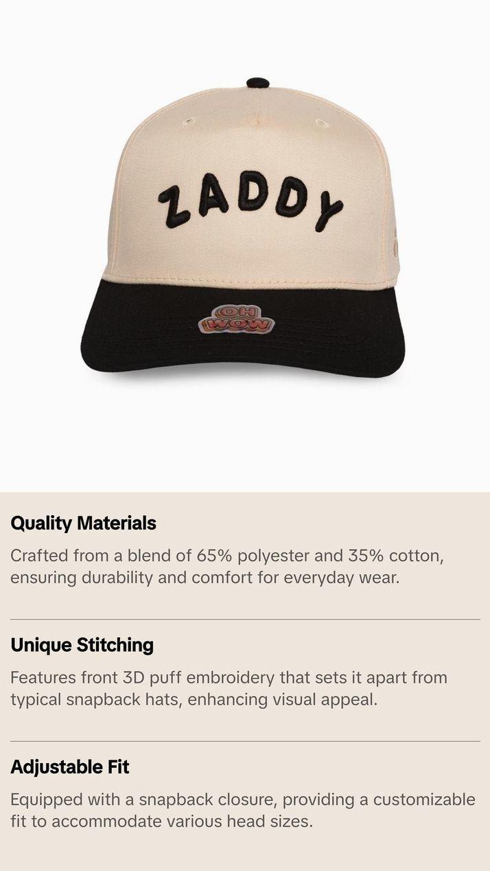 Zaddy Natural & Black Cap – Premium Casual Hat