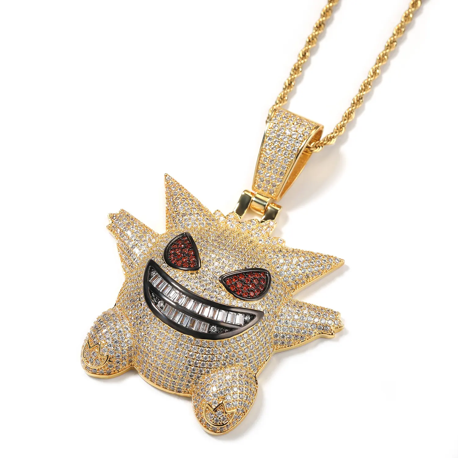 Ghost Character Pendant Iced Out Cartoon Statement Charm for Hip Hop Streetwear Vibe