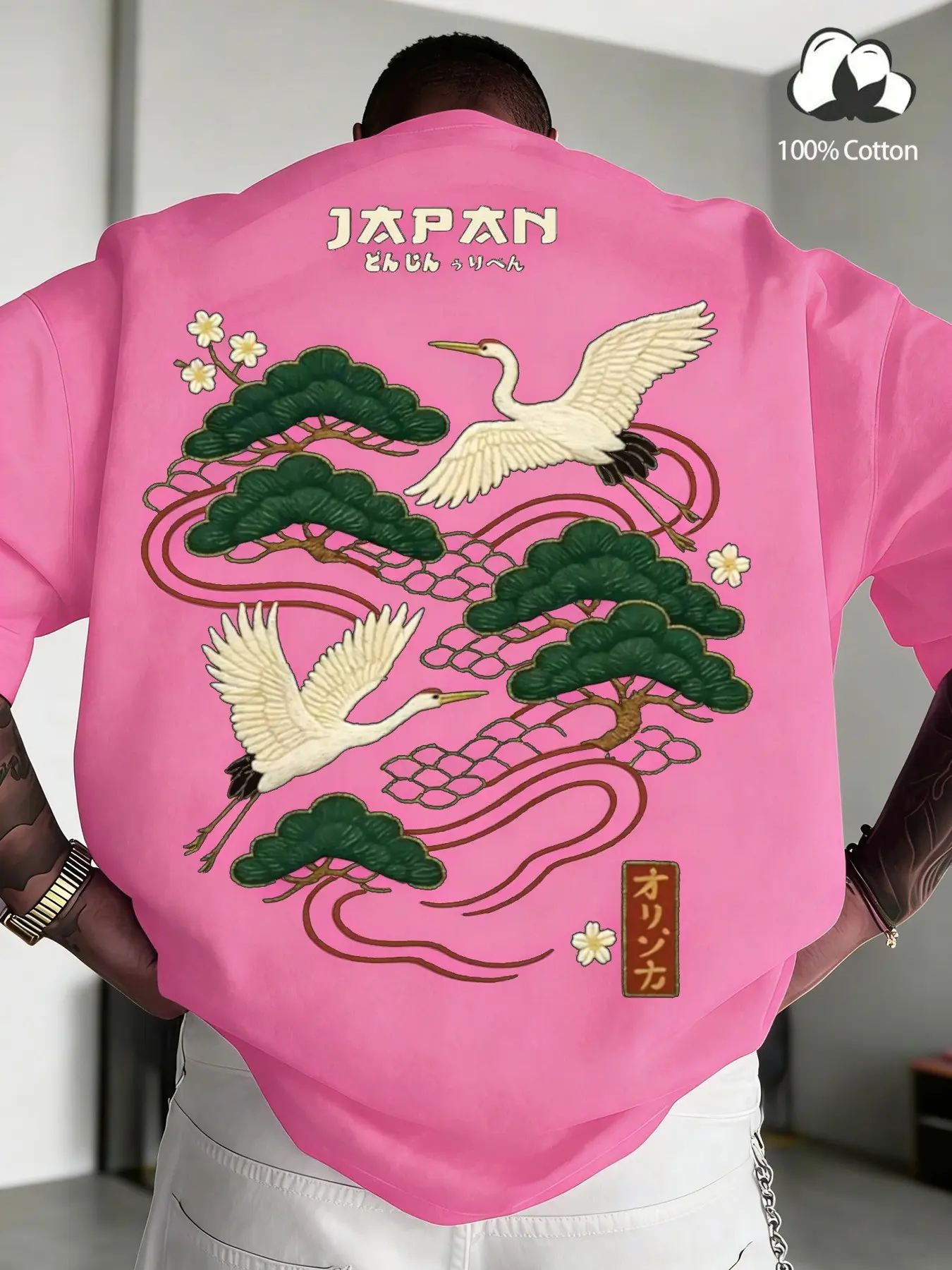 Unisex oversize Kanagawa Surfing Crane Hoodie | Heavyweight cotton fabric | Ukiyo-e art print | Deep green Japanese aesthetic | Y2K decadent street style | Loose fit | Trendy urban casual top | Oversized Fashion