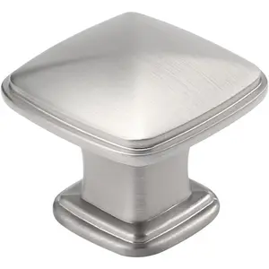 5 Pack Kitchen Cabinet Knobs Brushed Nickel Drawer Knobs Silver Solid Square Cabinet Hardware for Dresser Bathroom Satin Nickel Door Handles for Kitchen Cupboard,Zinc Alloy