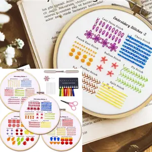 4-pack Beginner Embroidery Needle Practice Kit, Learn Different Needlework Techniques, DIY Sewing Beginner Set