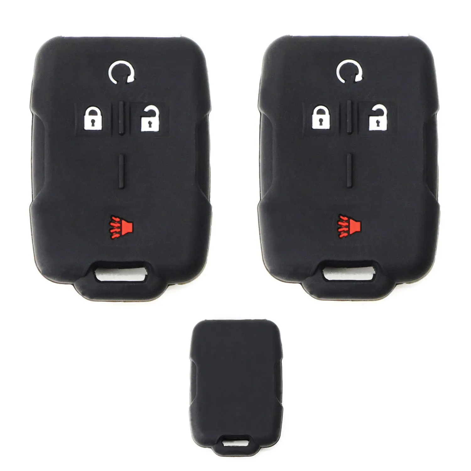 iJDMTOY Black Soft Silicone Key Fob Case Cover For 2014-up Chevrolet Silverado Colorado, GMC Sierra Canyon 1500 2500 3500 Remote Start Smart Key Fob (3/4 Buttons w/ RS)
