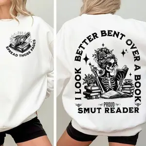 Smut Readers Sweatshirt, Book Lover Gift For Her, Funny Reading Shirt, Spread Those Pages Spicy Reader Novelty , Funny Gift For Mom,Dark Romance White