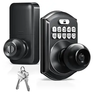TE003 Keyless Entry Keypad Door Lock with Handle,  Digital  Locks for Front Door,  Door Knob with Code for Bedroom, Auto Lock, Passage Mode, Easy to Install, Matte Black