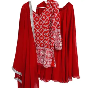 Traditional Chicken Work Sarara Set for Women - Gorgette Costume - Accessories, Womenswear Lady Comfort Clothing Soft Comfortable Elegance Fit Style