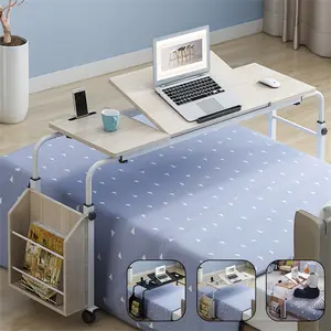 31.5" Overbed Table with Wheels, Height & Length Adjustable Laptop Desk for Queen/King Bed, Tiltable Surface Standing Desk with 350lbs Capacity, Portable Rolling Workstation for Home Office, Hospital & Study, Space-Saving Computer Cart, Black