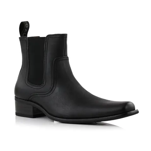 Ferro Aldo Tanner high-tip western style chelsea boots, in Carbon Black, Men's Size 6.5 - 13