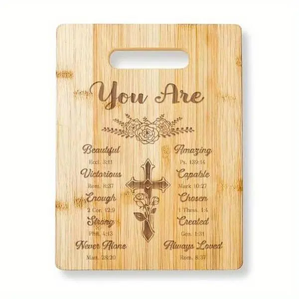 Christian Gifts for Women, Special Religious Women Christian - Unique Engraved Bamboo Cutting Board with Inspirational Quotes, Christian Kitchen Decor Birthday or Valentines Day Chopping Knives Peace