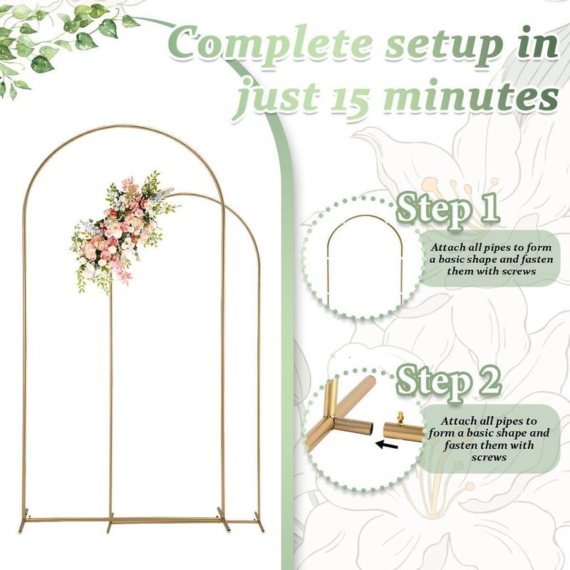 Gold Arch Backdrop Stand for Party - 120cm/80cm Metal Balloon Arch Stand for Ceremony Wedding Birthday Bridal Baby Shower Decoration Versatile Stylish Durable