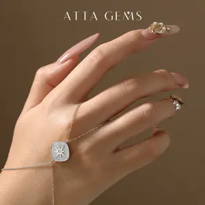 ATTAGEMS D VVS1 Color Lab-Created Moissanite Bracelet 925 Sterling Silver 18k Gold Plated Fashion Bracelets Daily Wear Fine Jewelry B063