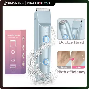 2025 New Matte Peach Bikini Trimmer – Electric Razor for Women,  Dual-head Electric Razors, Waterproof Wet & Dry Use TrimmerBeach-Ready for Bikini Season 2-in-1 Dual-Head Shaver, Waterproof & Painless, Gift-Ready Grooming Kit Smooth Handle JS-0249